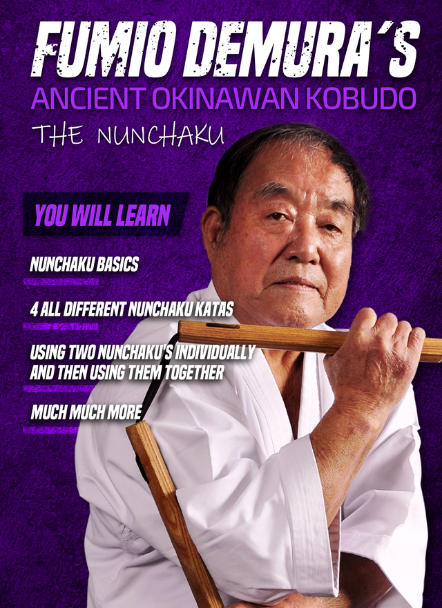 DVD cover of Sensei Demura with the nunchaku